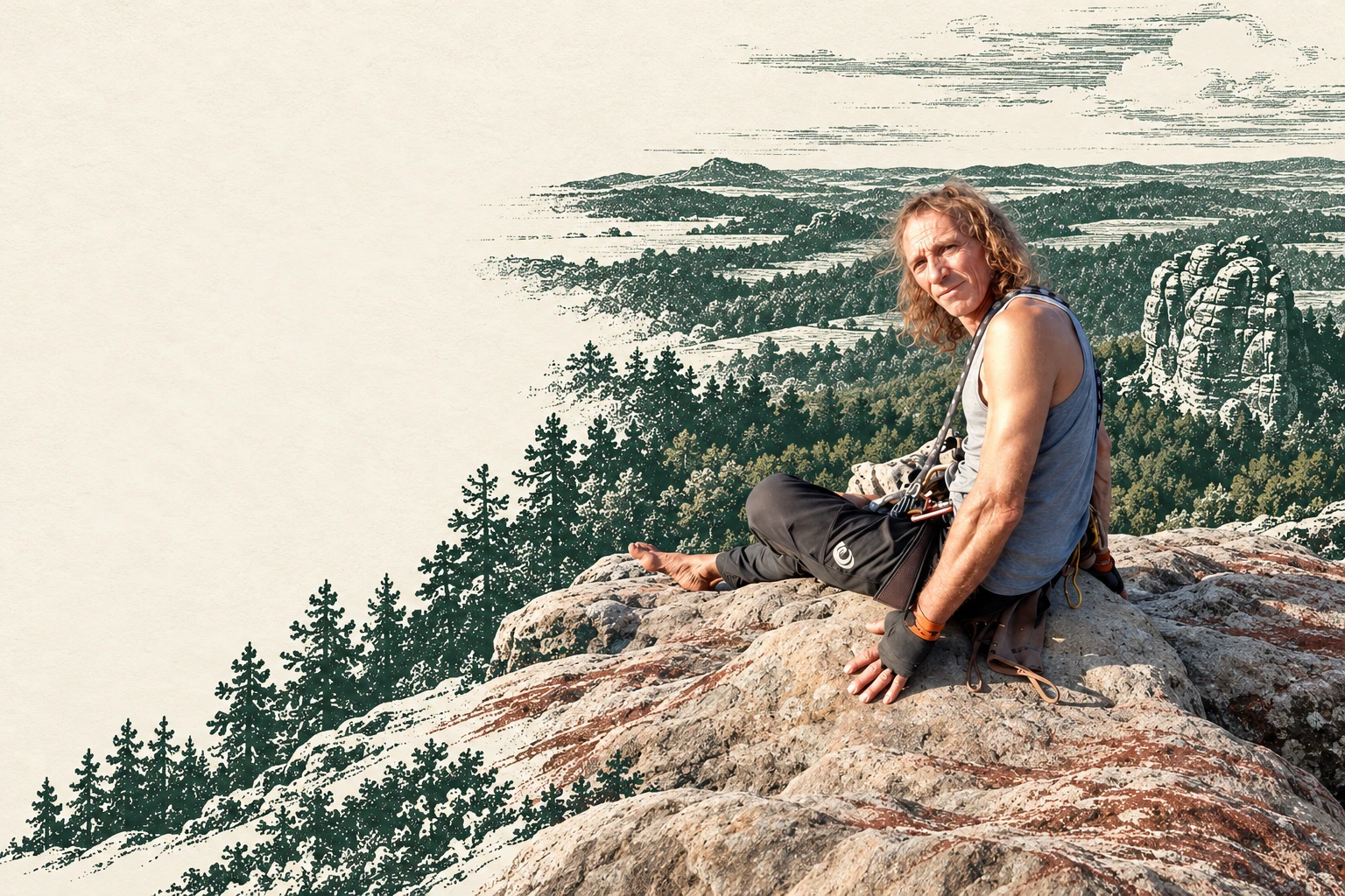 Achim auf seinem Felsen im Pfälzerwald.