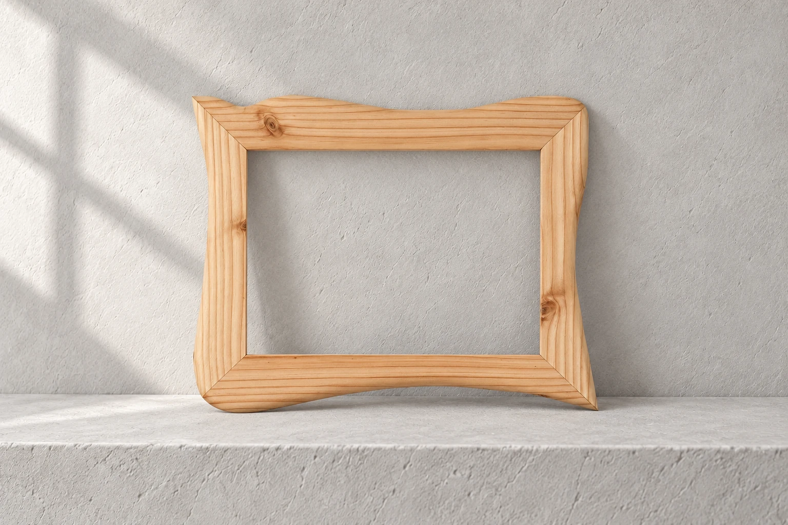 Douglasie · feine Linien: Bilderrahmen aus Douglasie mit Bildformat 18 × 24 cm auf einem hellen Sims.